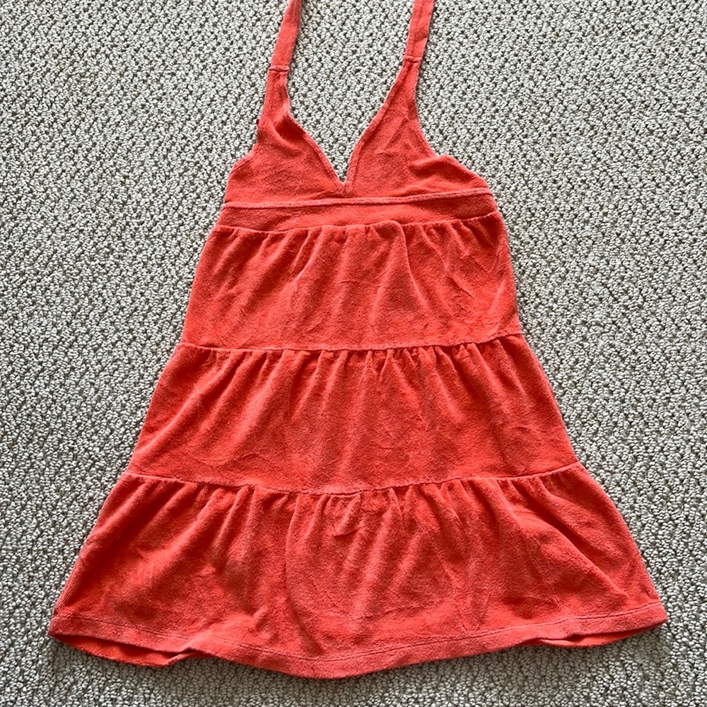 Girls terry cloth orange coverup dress size M (7/8)